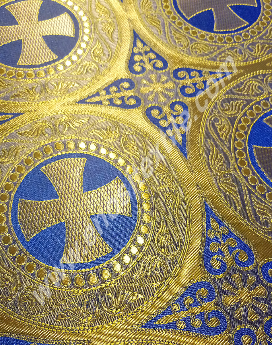 KL-022 Blue-Light Gold Brocade Fabrics